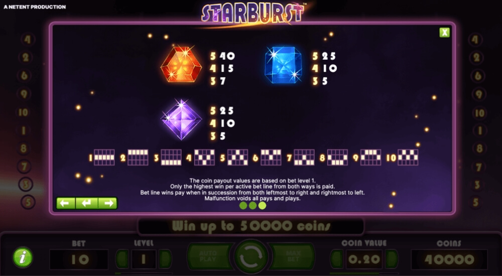 Starburst Slot Low Symbols