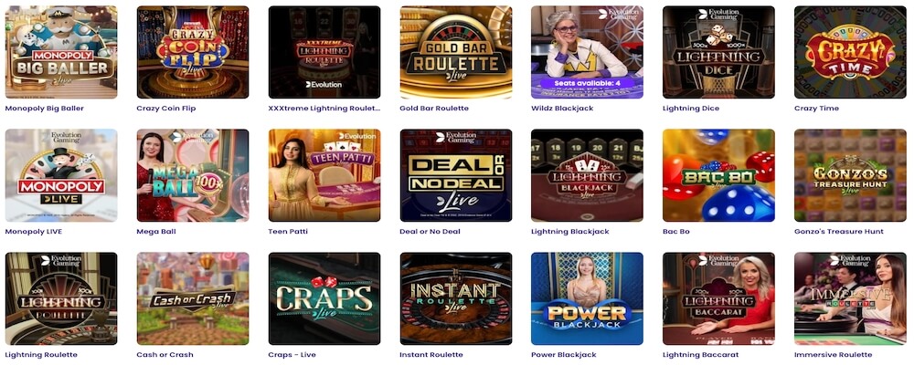 Wildz NZ Live Casino Selection